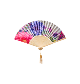 Powder Design Bountiful Blooms Polyester Satin Hand Fan
