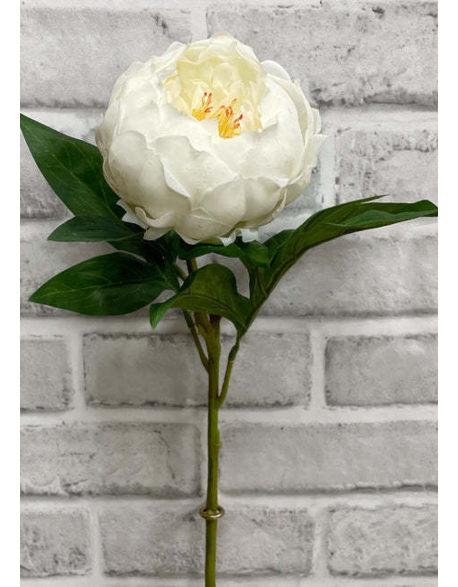 Tri W Imports Faux White Peony Stem