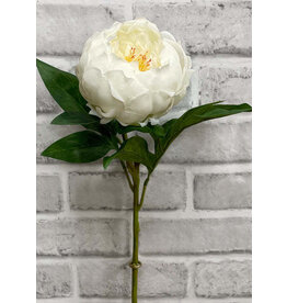 Tri W Imports Faux White Peony Stem