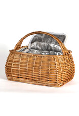 Rectangular Willow Picnic Basket w Cooler Lining