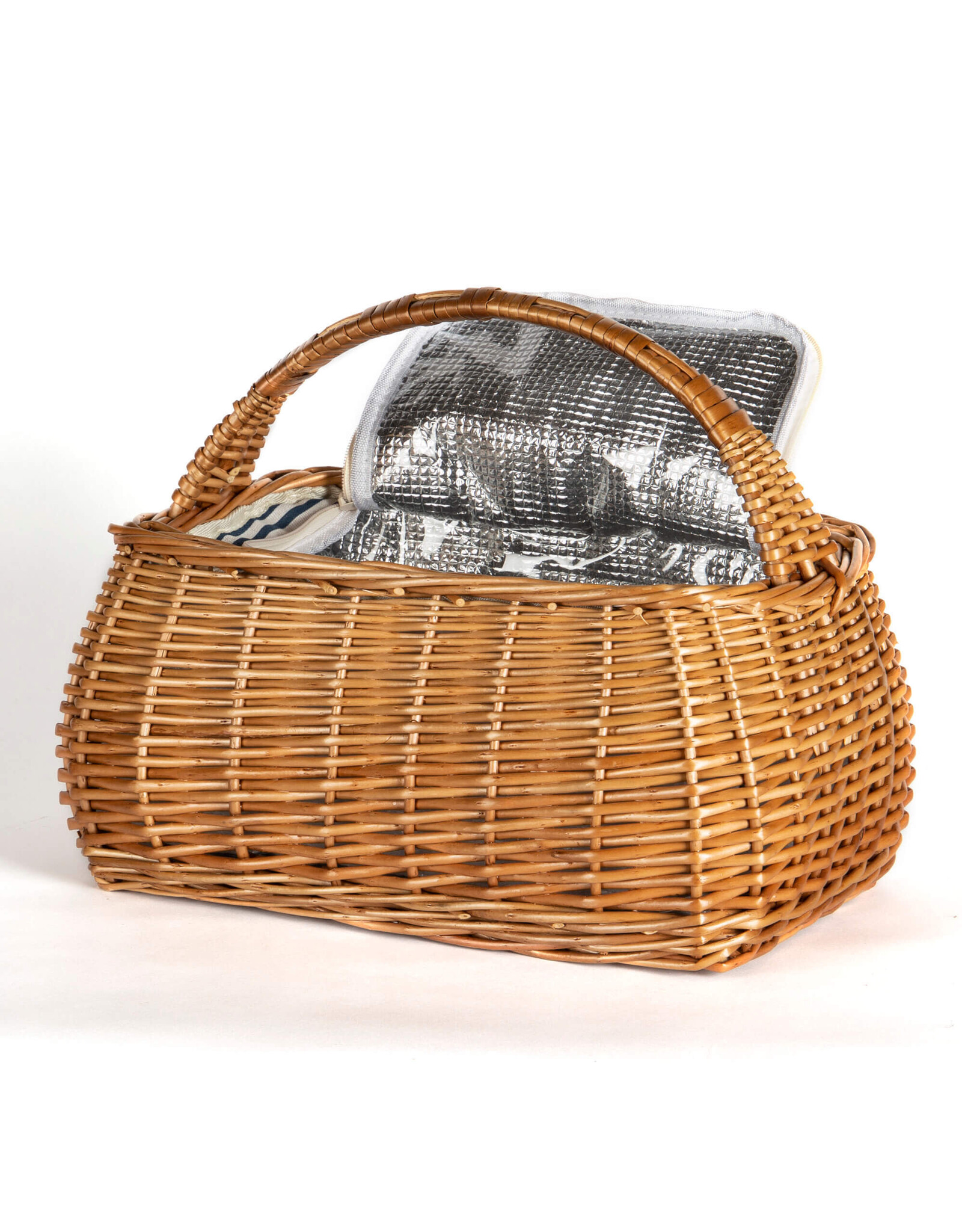 Rectangular Willow Picnic Basket w Cooler Lining