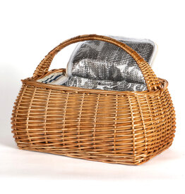Rectangular Willow Picnic Basket w Cooler Lining