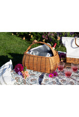 Rectangular Willow Picnic Basket w Cooler Lining