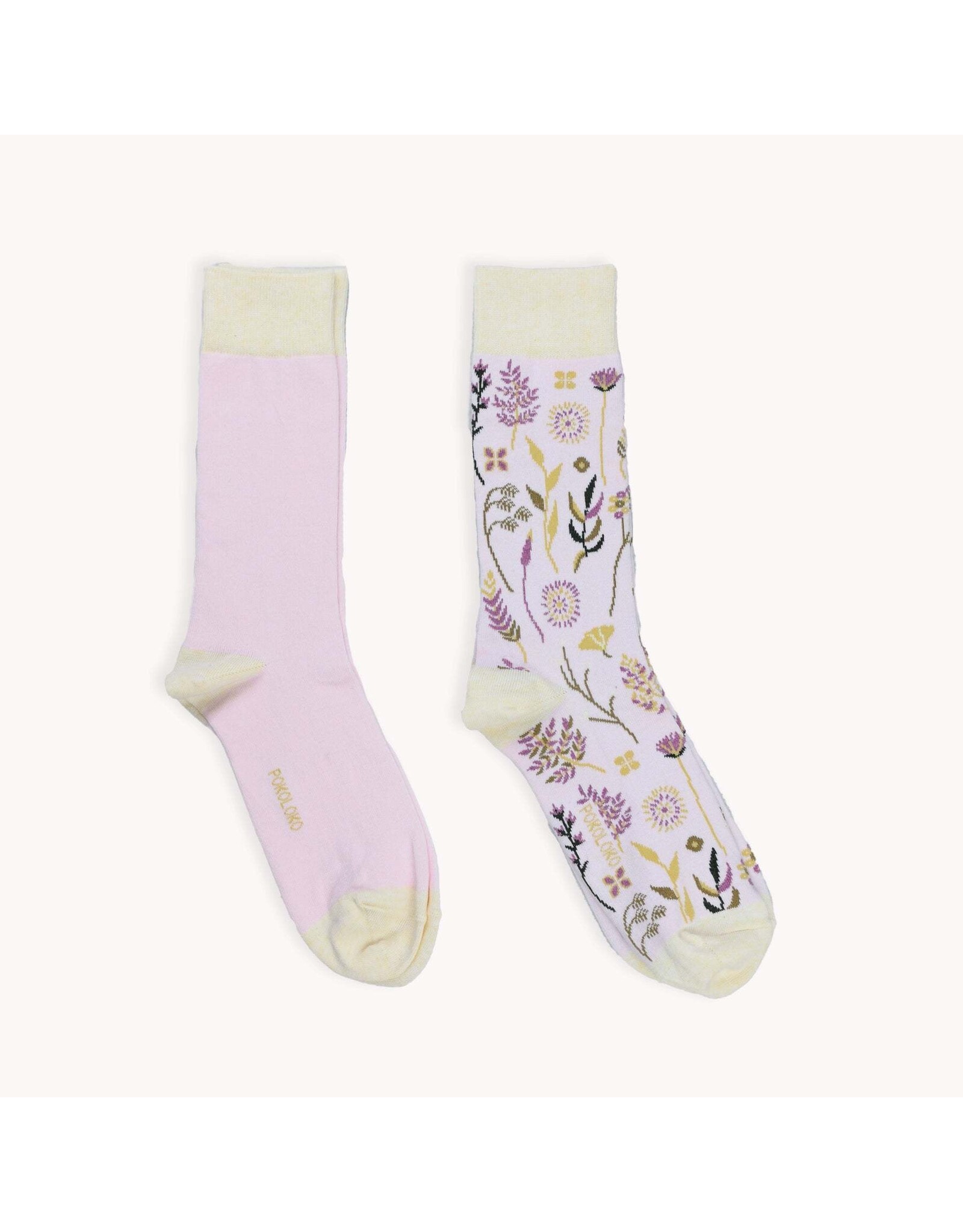 Pokoloko Botanical & Solid Pima Socks - Set/2 - Rosee