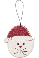 Wooden Cat Head Ornament