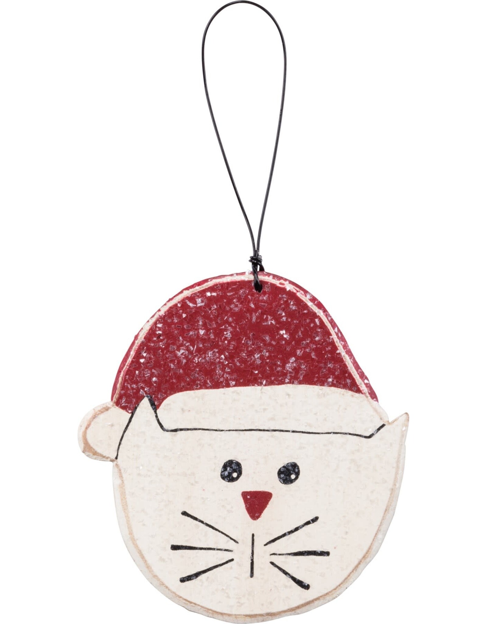 Wooden Cat Head Ornament