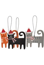 Wooden Cat with Hat Ornament