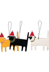 Wooden Dog with Hat Ornament