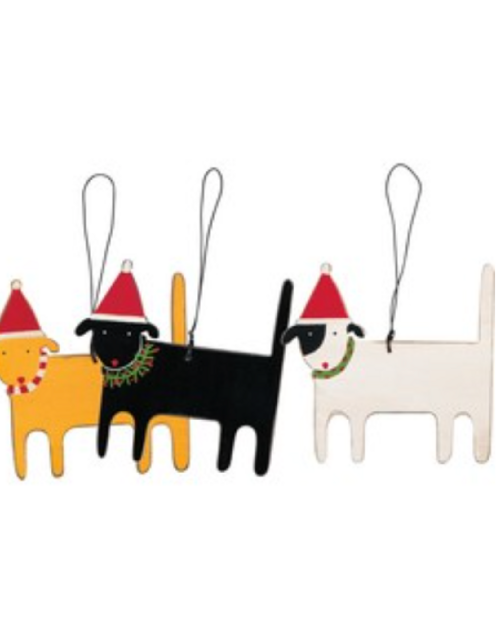 Wooden Dog with Hat Ornament