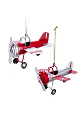 Red & Silver Metal Airplane Ornament -
