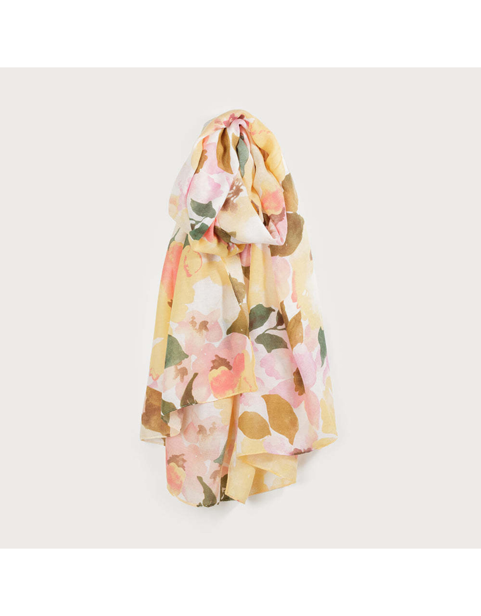 Lightweight Floral Print Scarf - Yellow