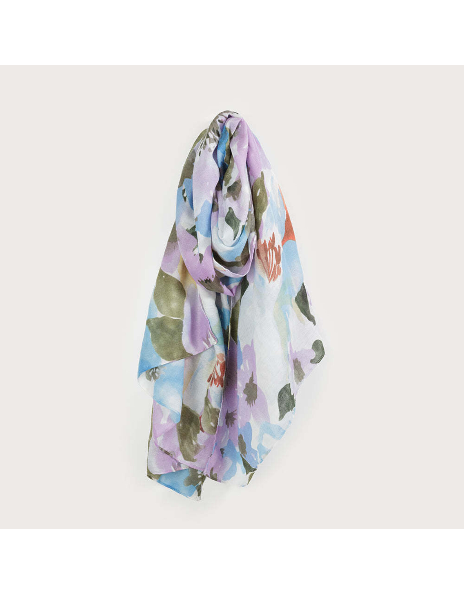 Lightweight Floral Print Scarf - Purple