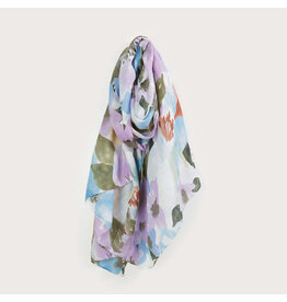 Lightweight Floral Print Scarf - Purple