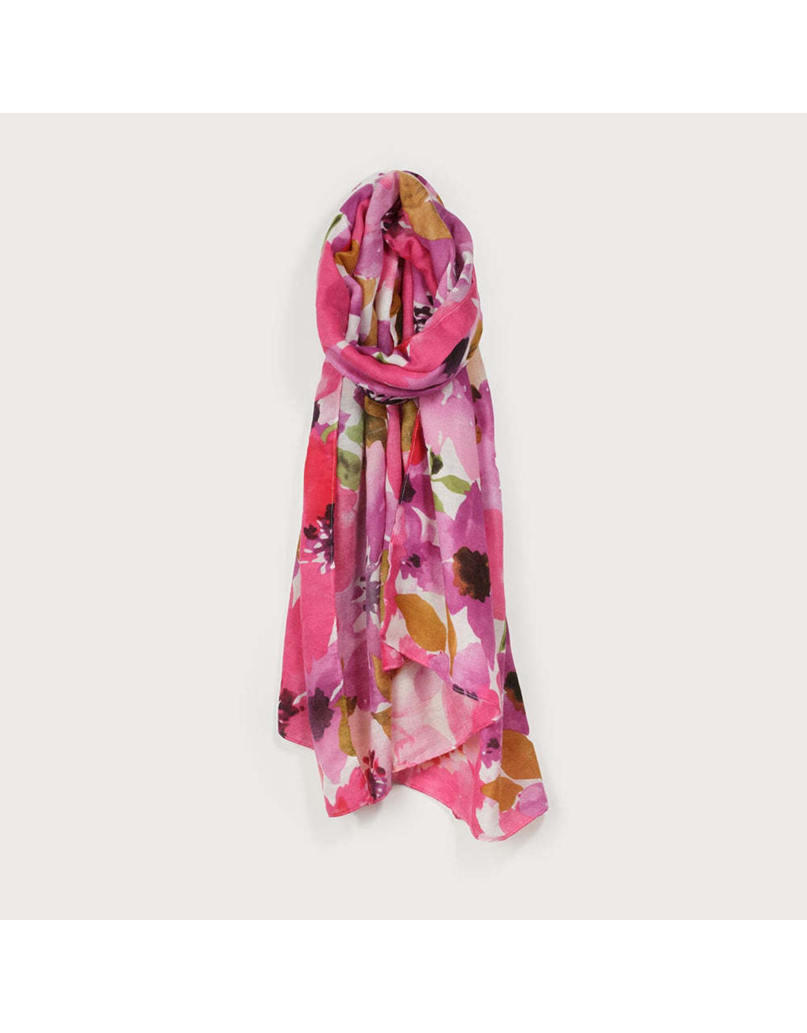 Lightweight Floral Print Scarf - Melon