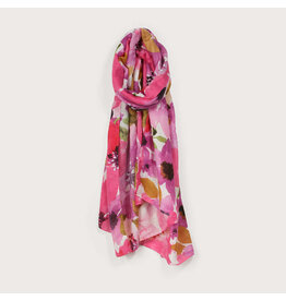 Lightweight Floral Print Scarf - Melon