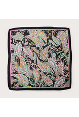 Satin Squared Scarf - Paisley Print - Black