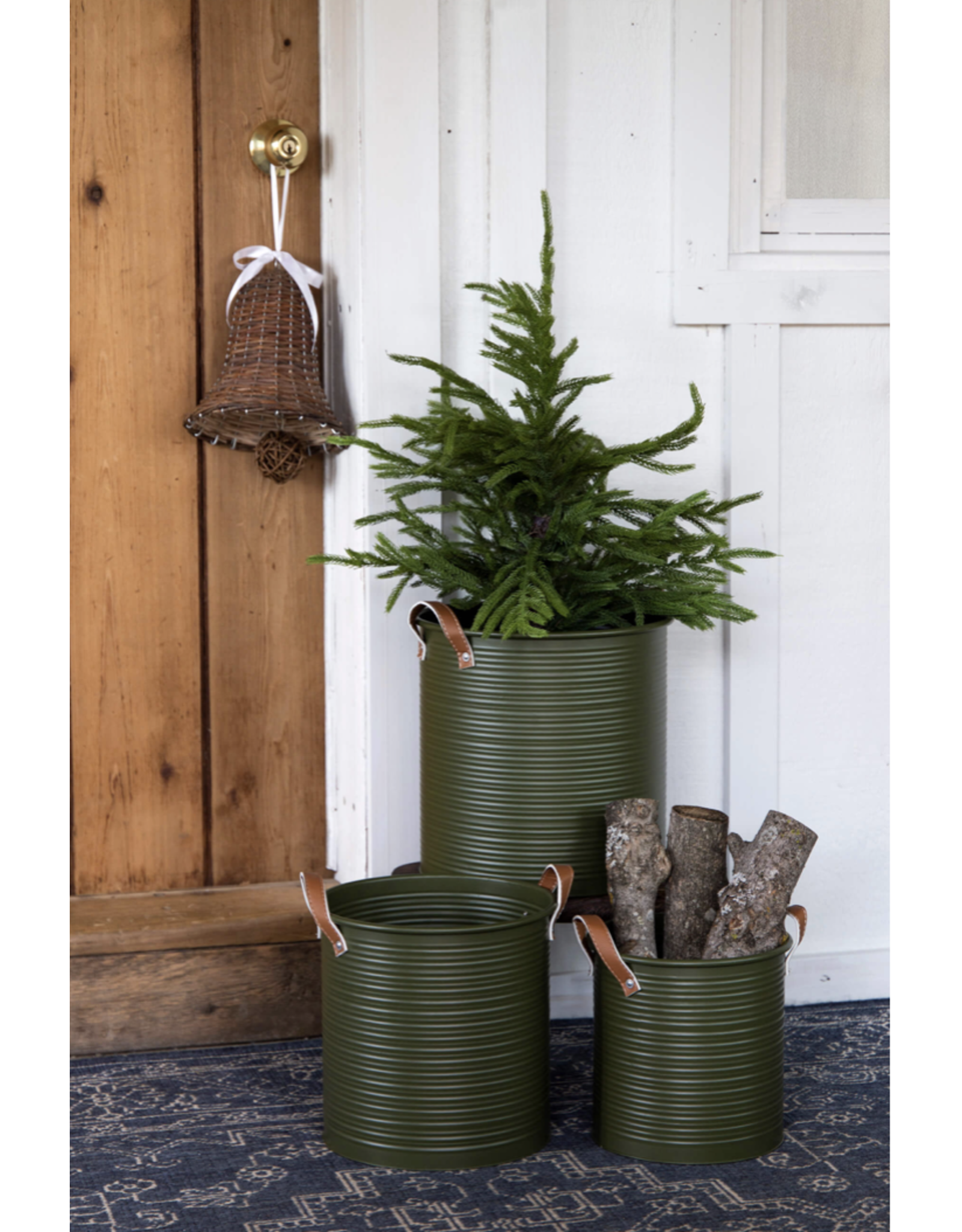 Round Metal Dark Green Tub -