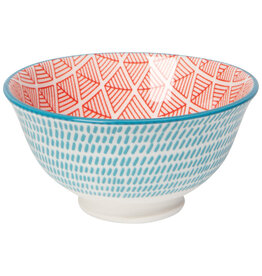 Blue Red Dash Stamped Bowl 3.5 Inch