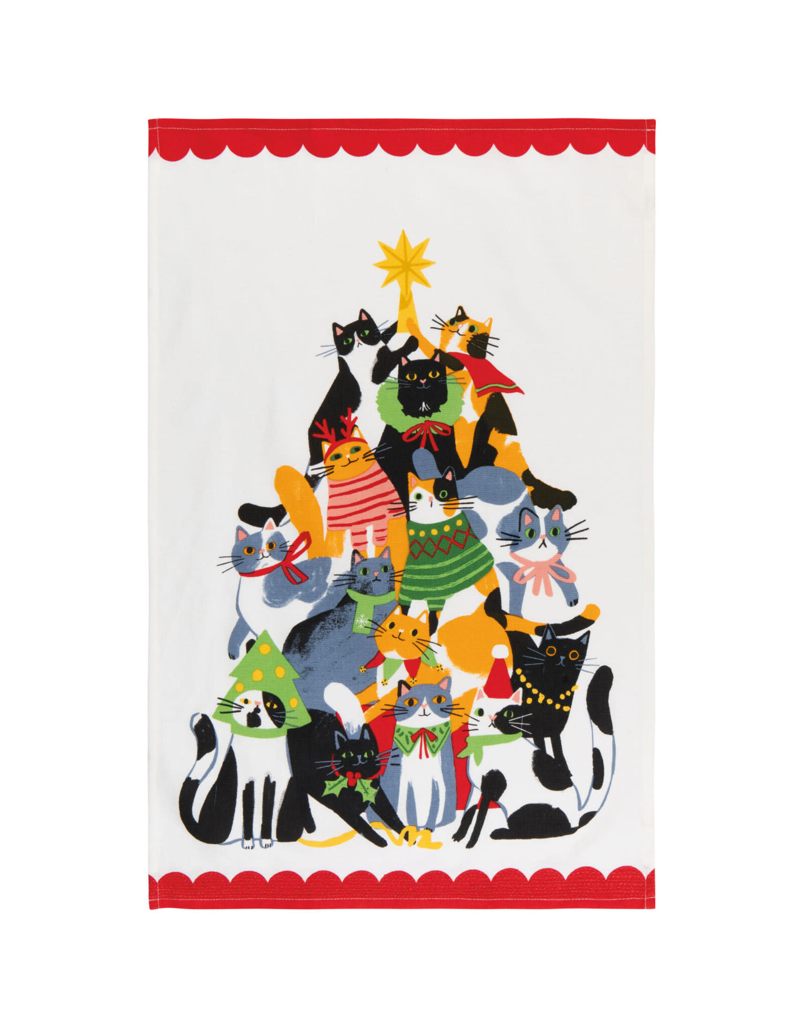 Kitty Carol Christmas Dishtowel