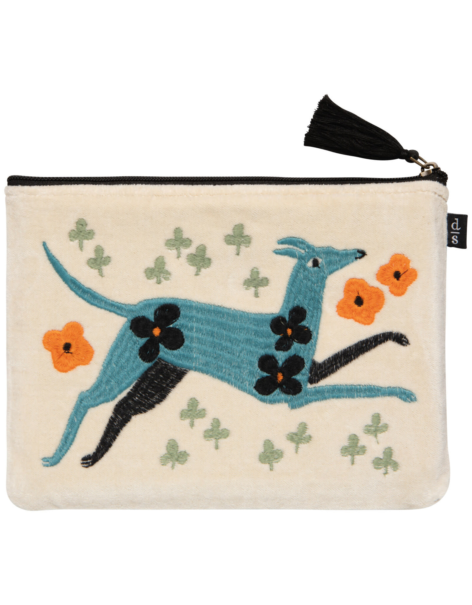 Dogwood Embroidered Flat Pouch