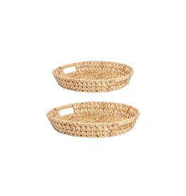 Palma Woven Tray With Handle - Round Natural