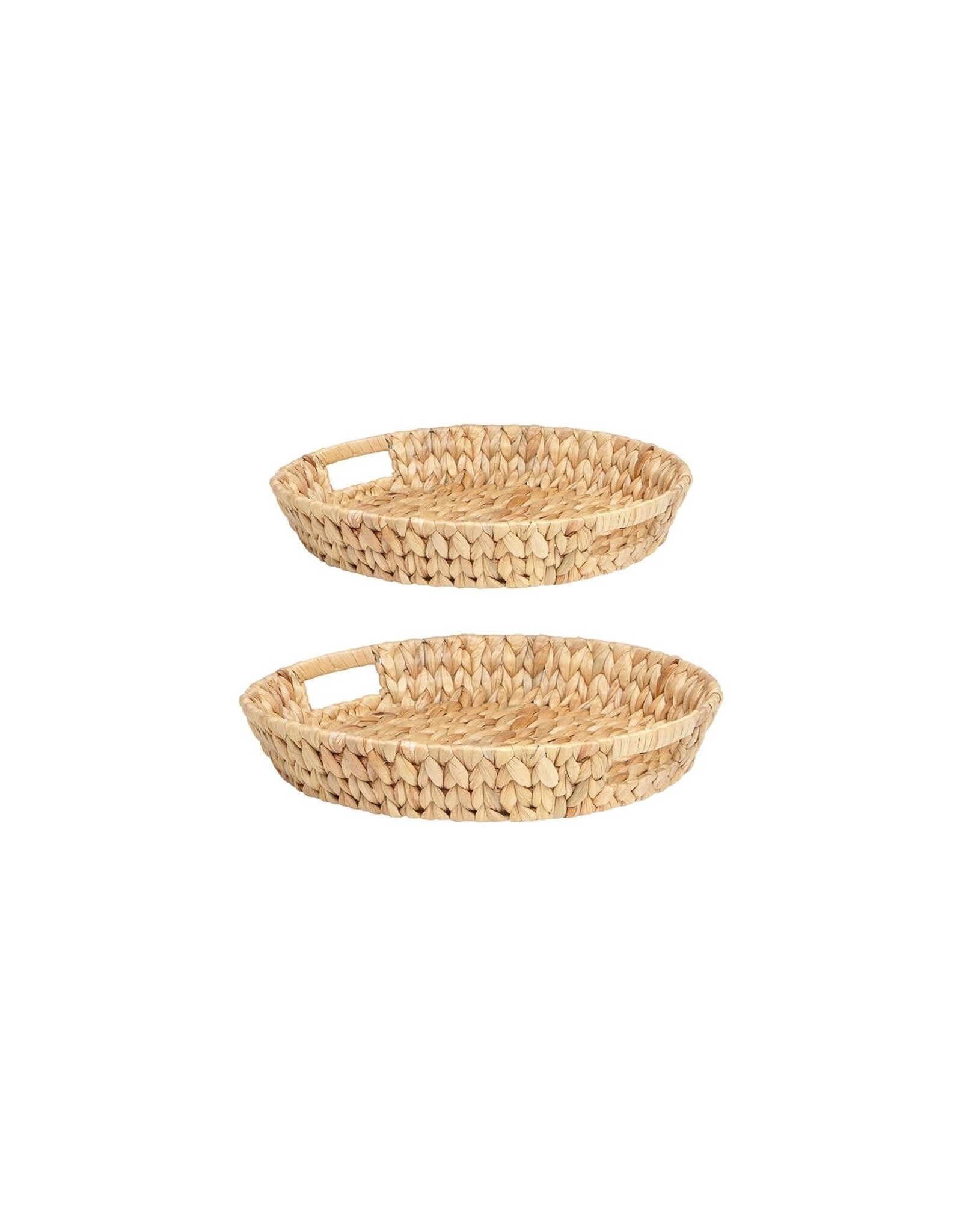 Palma Woven Tray With Handle - Round Natural