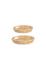 Palma Woven Tray With Handle - Round Natural