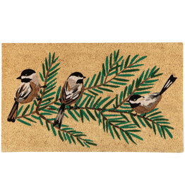 Birds & Boughs Chickadee Christmas Doormat