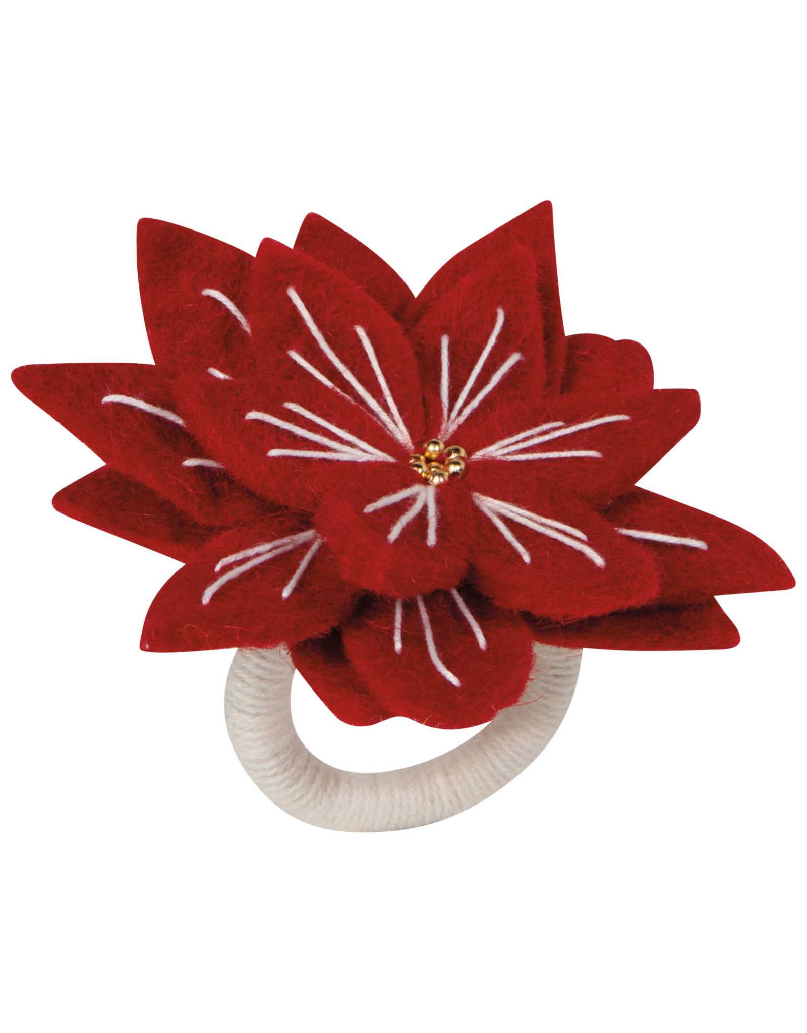 Amaryllis Christmas Felt Napkin Ring - Set/4