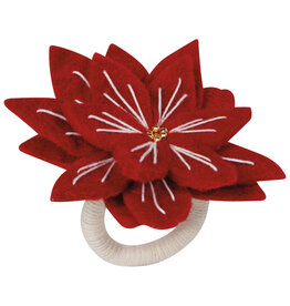 Amaryllis Christmas Felt Napkin Ring - Set/4