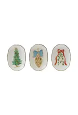 Stoneware Scalloped Dish w/ Holiday Image-