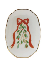 Stoneware Scalloped Dish w/ Holiday Image-