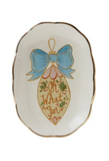Stoneware Scalloped Dish w/ Holiday Image-