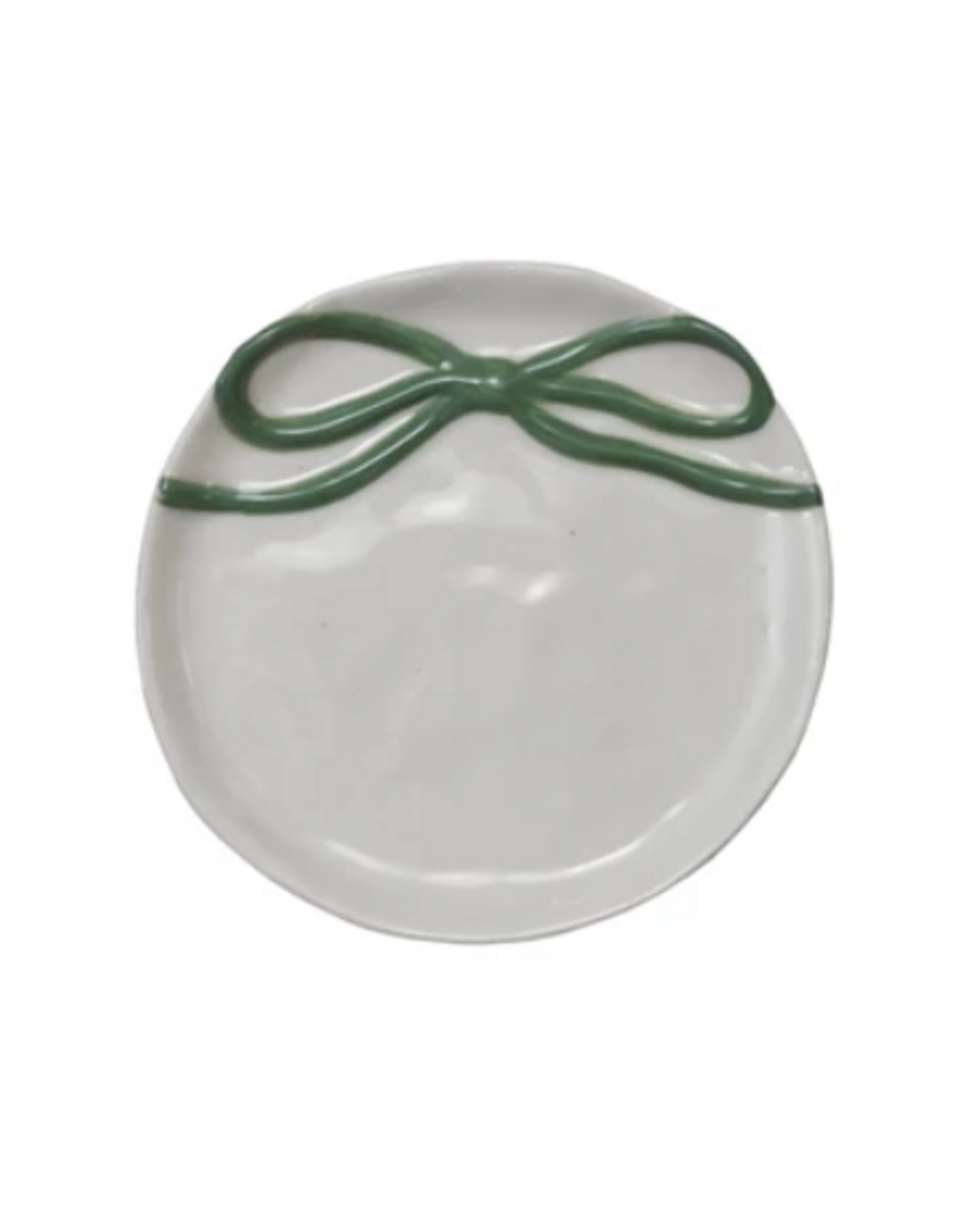 Round Stoneware Dish w/ Bow -