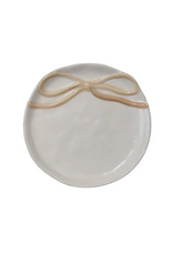 Round Stoneware Dish w/ Bow -
