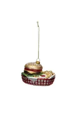 Glass Burger Combo in Basket Ornament