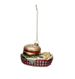 Glass Burger Combo in Basket Ornament