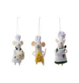Handmade Wool Felt Chef Mouse Ornament