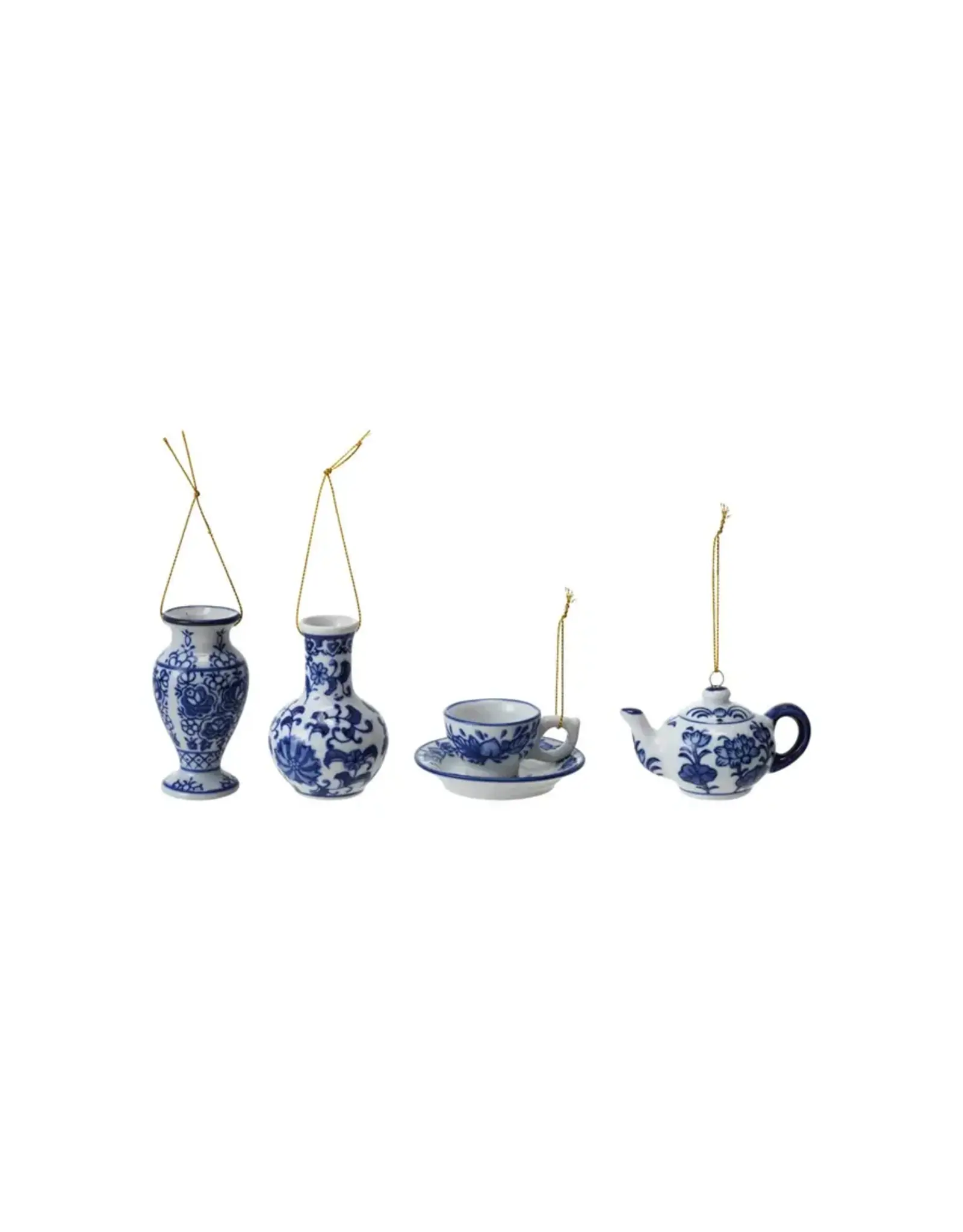 Blue And White Stoneware Ornament