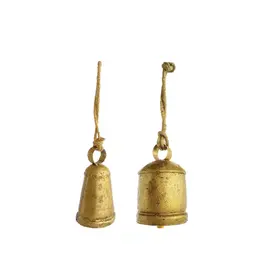 Metal Bell Ornament, Antique Brass Finish -