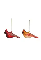Hand-Painted Glass Cardinal Ornament w/ Glitter -