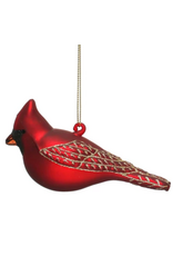 Hand-Painted Glass Cardinal Ornament w/ Glitter -