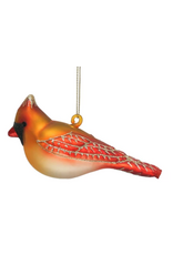 Hand-Painted Glass Cardinal Ornament w/ Glitter -