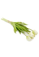 Tulip Bundle of 5 - White/ Green -16"H