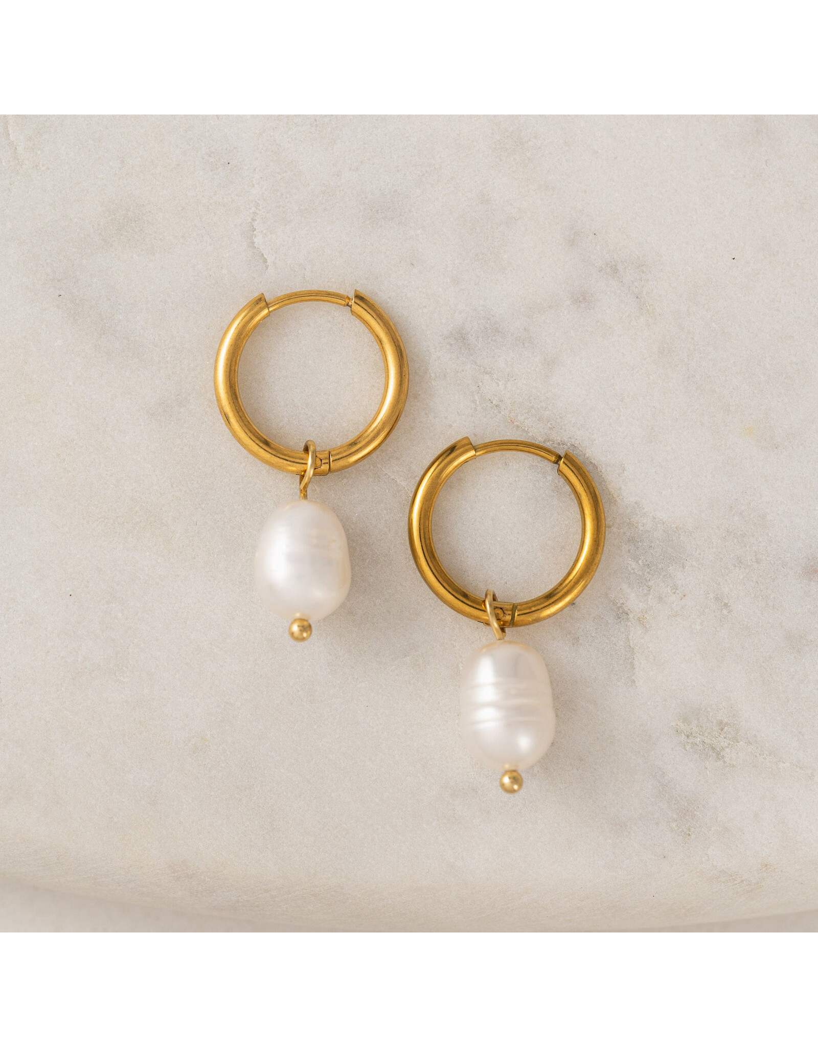 Oceane Pearl Hoop Earrings