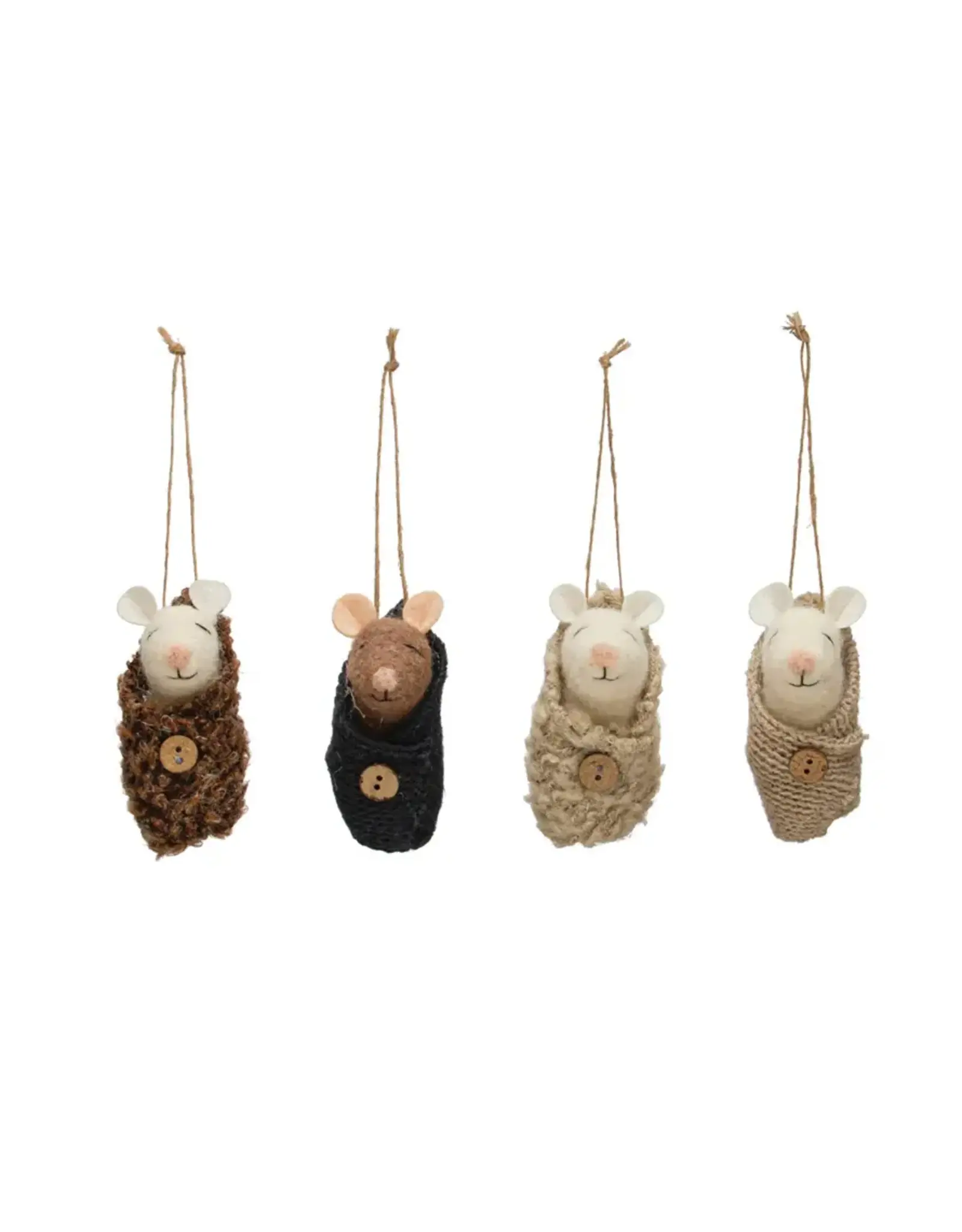 Wool Felt Baby Mouse in Swaddle -