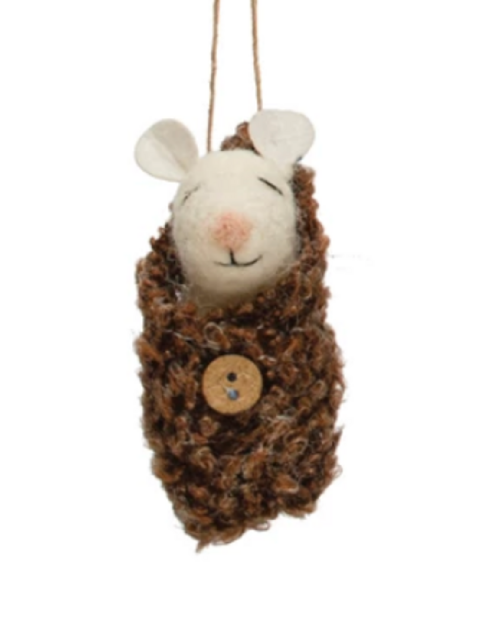 Wool Felt Baby Mouse in Swaddle -