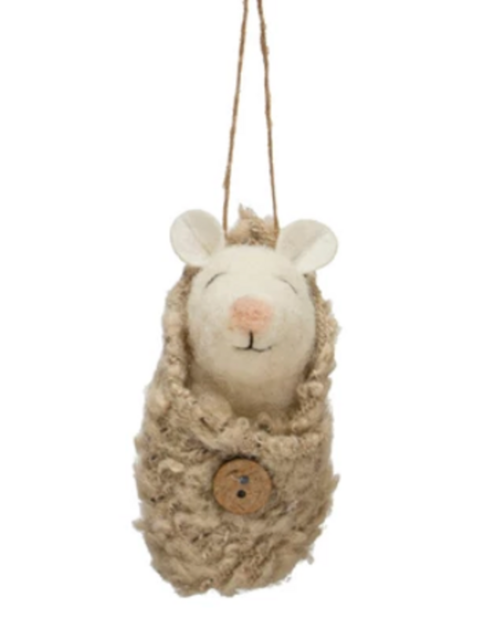 Wool Felt Baby Mouse in Swaddle -