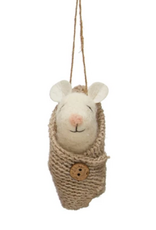 Wool Felt Baby Mouse in Swaddle -