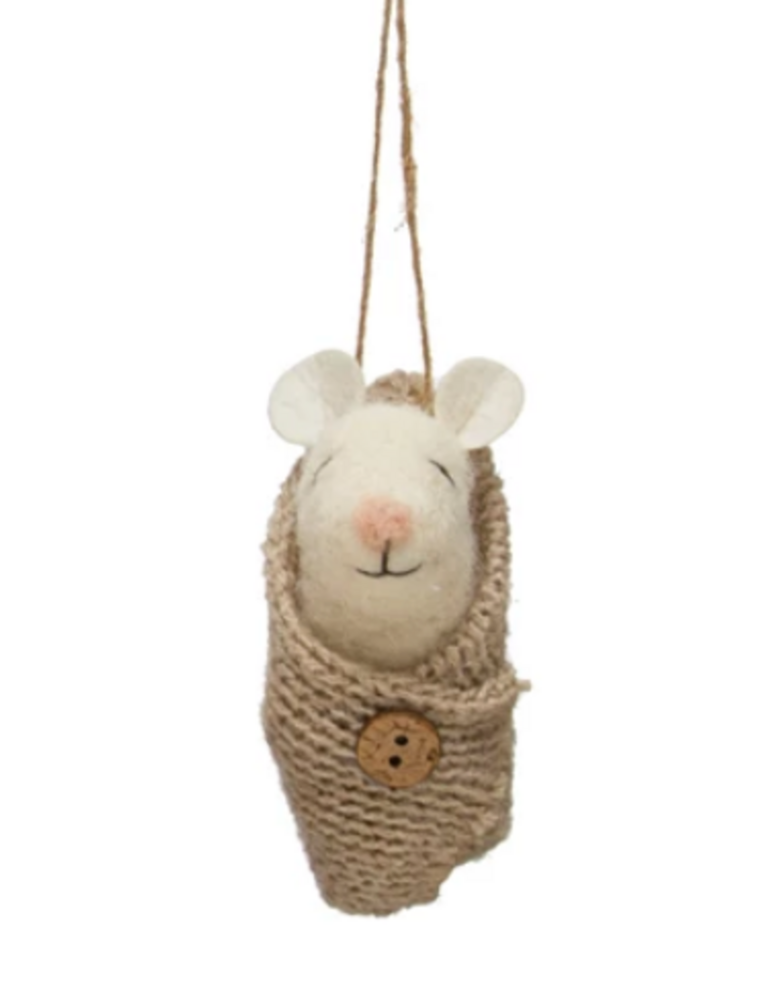 Wool Felt Baby Mouse in Swaddle -